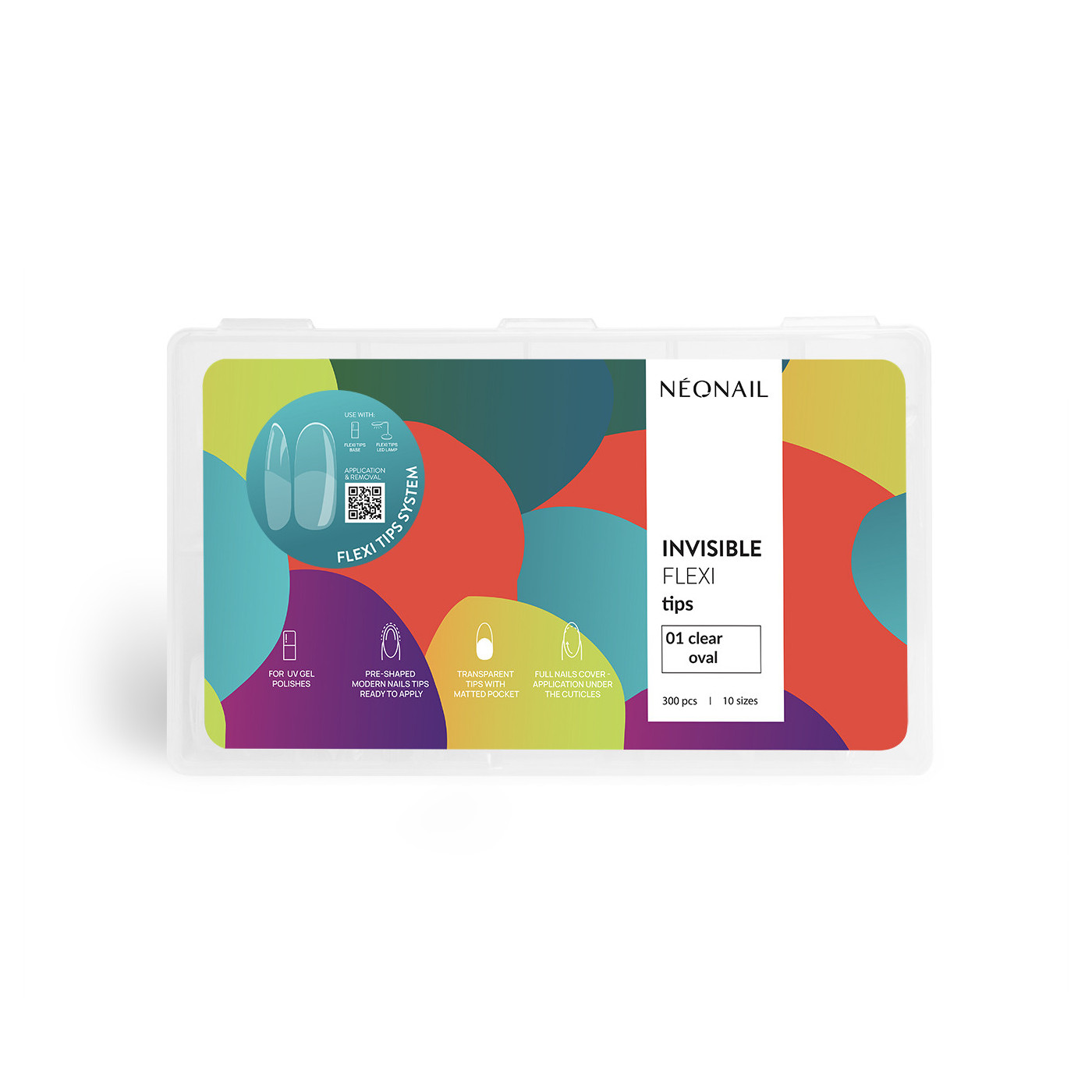 Tipsy elastyczne do przedłużania paznokci Invisible Flexi Tips 300 szt. - 01 Clear Oval