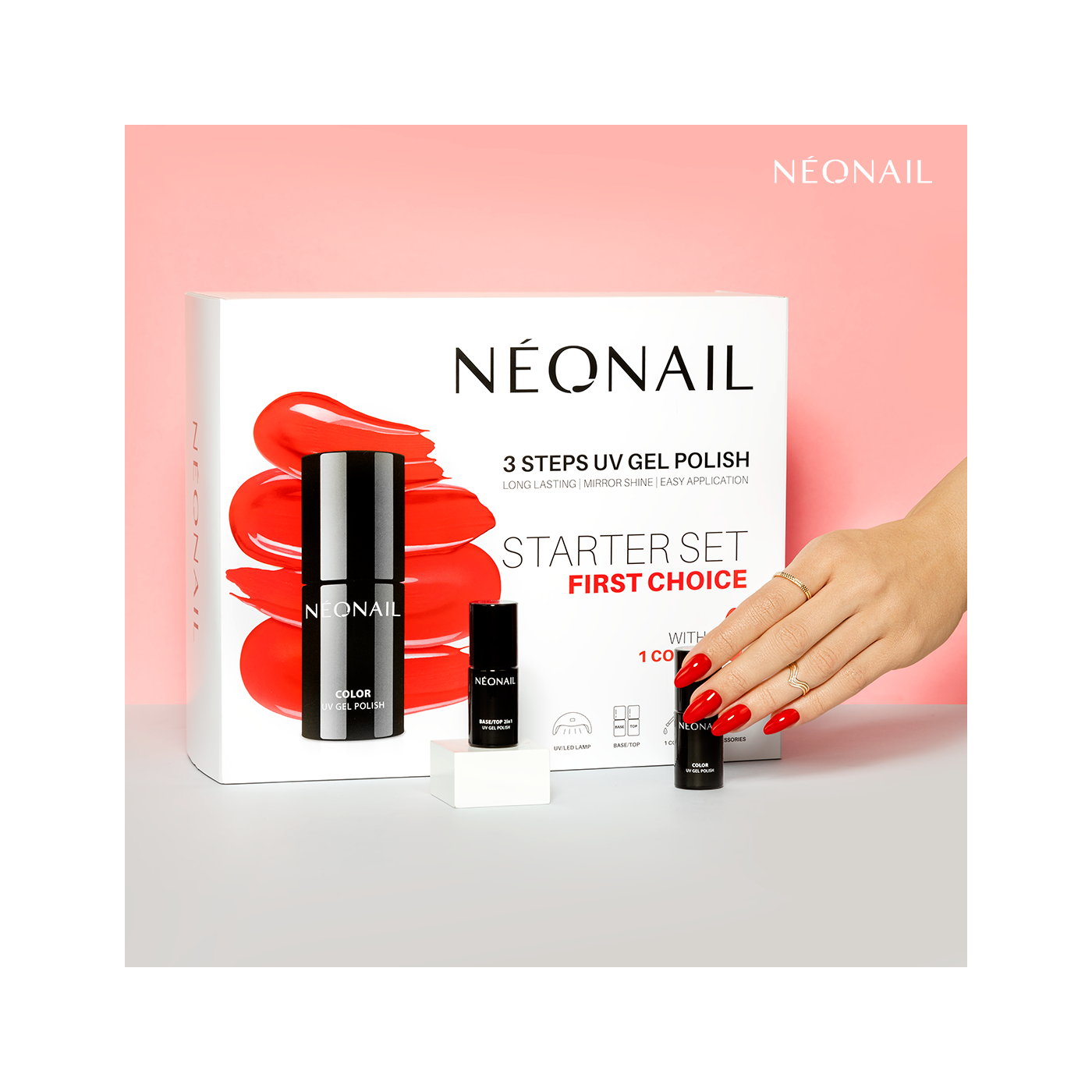 Zestaw startowy do hybryd FIRST CHOICE: 2 lakiery + lampa + akcesoria