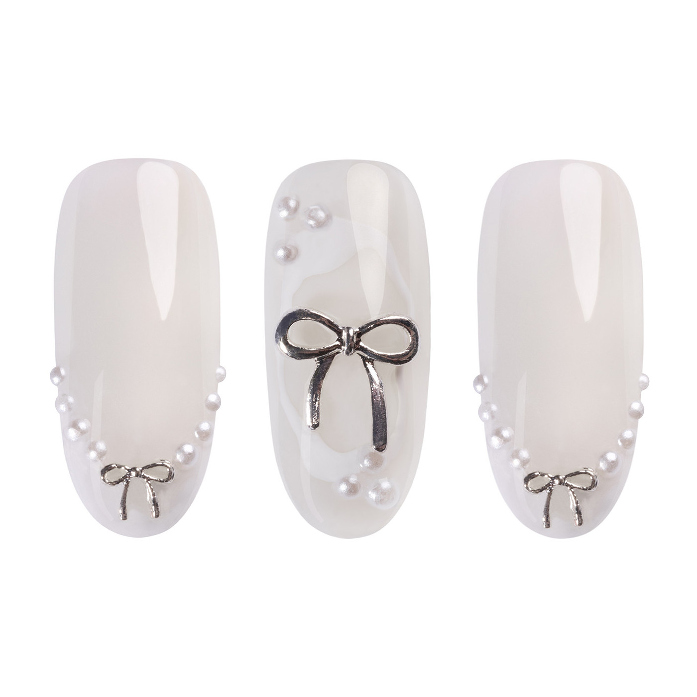 Ozdoba 3D &ndash; srebrne kokardki