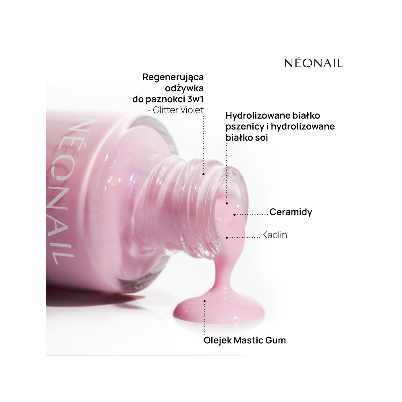 Regenerująca odżywka do paznokci Rescue Glow Tint 3in1 Nail Conditioner Glitter Violet Regenerująca odżywka do paznokci Rescue Glow Tint 3in1 Nail Conditioner Glitter Violet