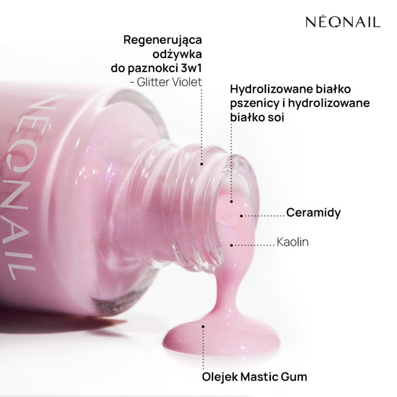 Regenerująca odżywka do paznokci Rescue Glow Tint 3in1 Nail Conditioner Glitter Violet Regenerująca odżywka do paznokci Rescue Glow Tint 3in1 Nail Conditioner Glitter Violet