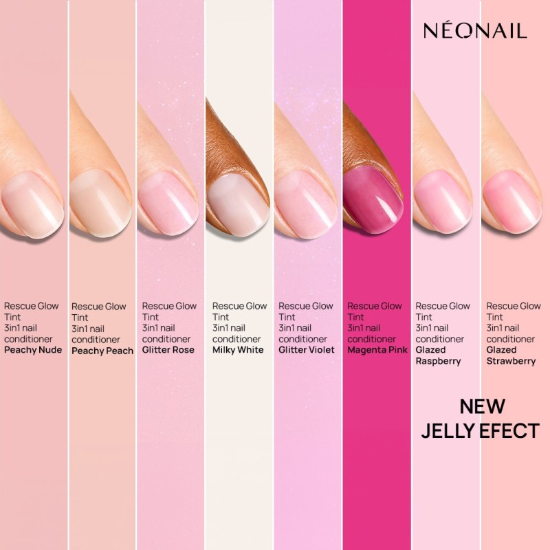 Zobacz brzoskwiniową, regenerującą odżywkę do paznokci, Rescue Glow Tint 3in1 Nail Conditioner Peachy Nude! Blask, brak fal, wzm