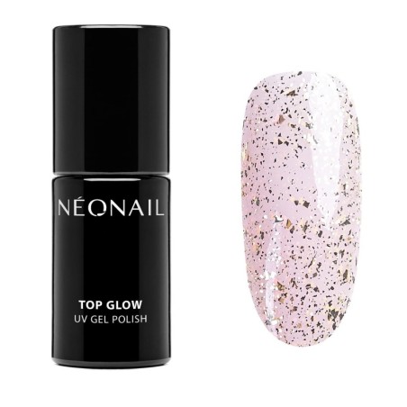 Przezroczysty top hybrydowy Top Glow Gold Flakes | NEONAIL