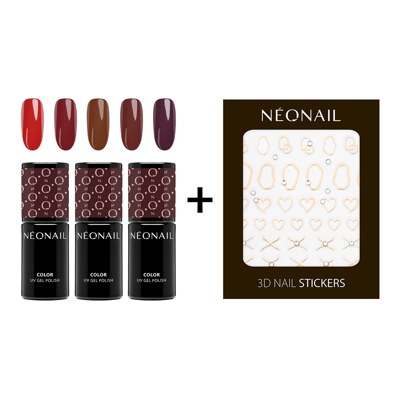 Zestaw Jesienny Must-have - 3 lakiery hybrydowe do wyboru + naklejki 3D | NEONAIL