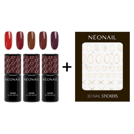 Zestaw Jesienny Must-have - 3 lakiery hybrydowe do wyboru + naklejki 3D | NEONAIL