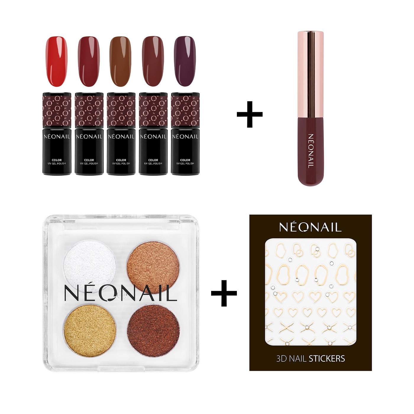 Zestaw jesienny Manicure Pro - 5 lakier&oacute;w do wyboru + naklejki 3D i pyłki | NEONAIL